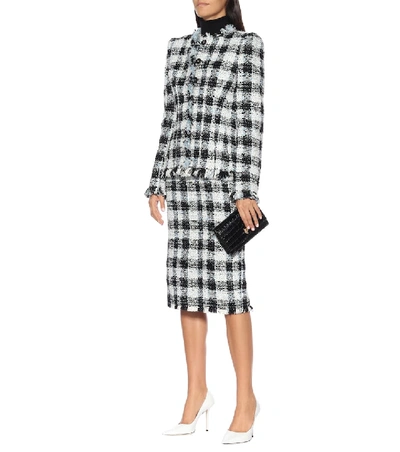 Shop Alexander Mcqueen Checked Tweed Jacket In Black