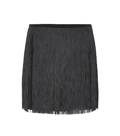 Shop Saint Laurent Fringed Mini Skirt In Black