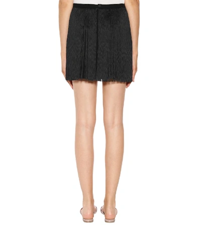 Shop Saint Laurent Fringed Mini Skirt In Black