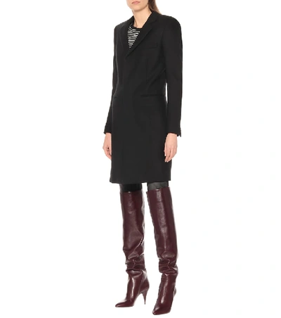 Shop Saint Laurent Wool Coat In Black