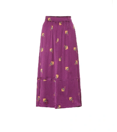 Shop Apc Floral Midi Skirt In Purple