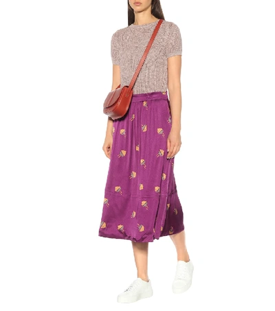 Shop Apc Floral Midi Skirt In Purple