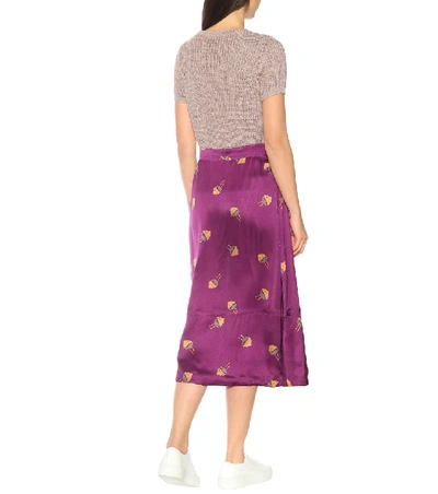 Shop Apc Floral Midi Skirt In Purple