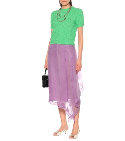 Shop Gucci Silk Midi Skirt In Purple