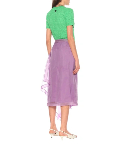 Shop Gucci Silk Midi Skirt In Purple