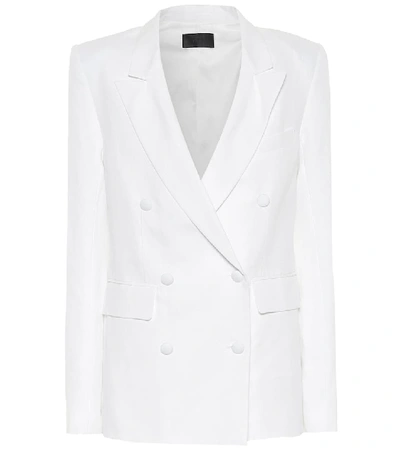Shop Rta Clark Cotton And Linen Blazer In White