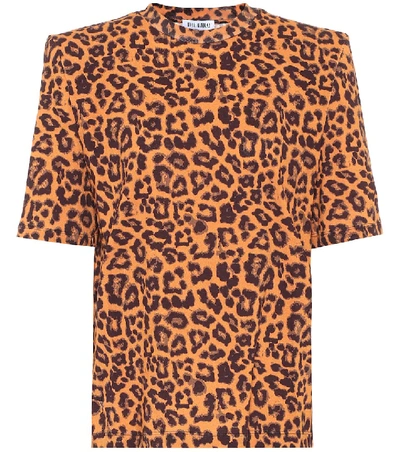 Shop Attico Bella Leopard-print Cotton T-shirt In Brown
