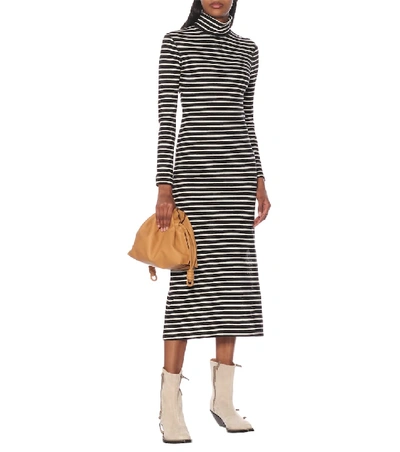 Shop Loewe Striped Cotton-jersey Midi Dress In Multicoloured