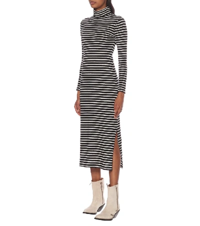 Shop Loewe Striped Cotton-jersey Midi Dress In Multicoloured