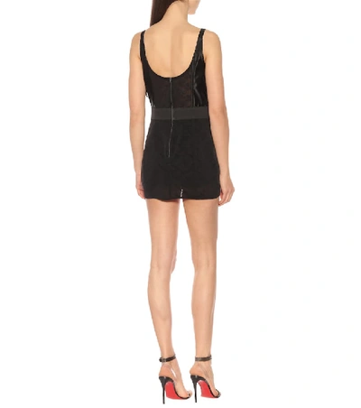 Shop Dolce & Gabbana Lace-trimmed Minidress In Black