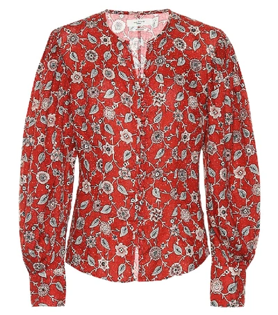 Shop Isabel Marant Étoile Tilo Printed Linen Top In Red