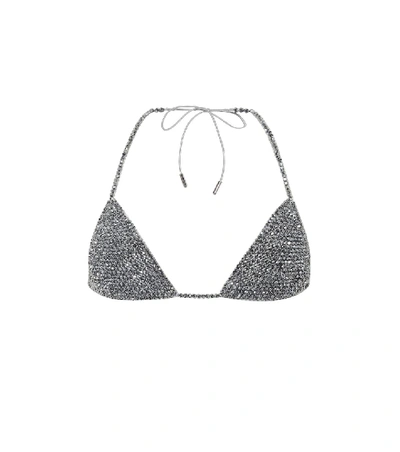 Shop Alanui Embellished Bikini Top In Silver