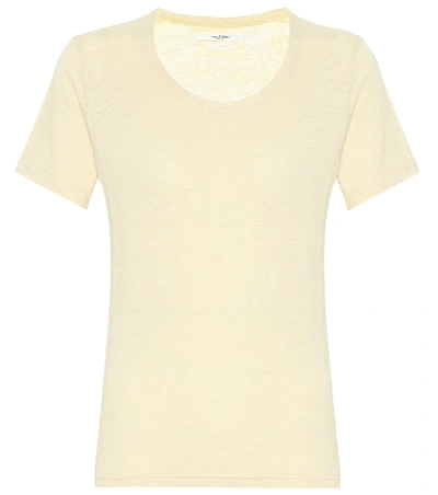 Shop Isabel Marant Étoile Kiliann Linen T-shirt In Yellow