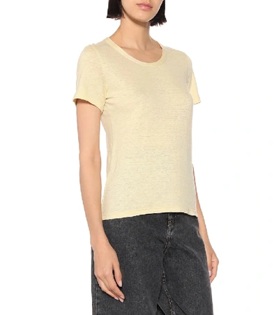 Shop Isabel Marant Étoile Kiliann Linen T-shirt In Yellow