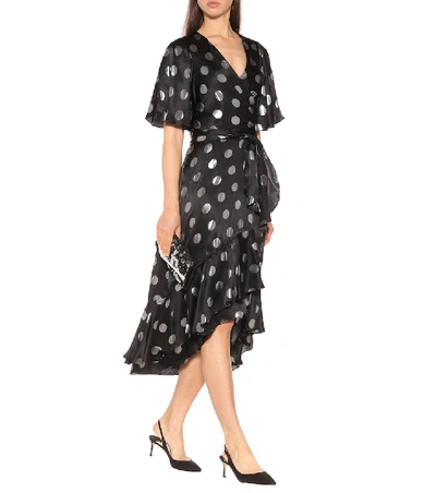 Shop Diane Von Furstenberg Sareth Polka-dot Silk-blend Dress In Black