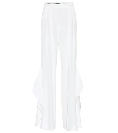 Shop Max Mara Donnola Ruffled Wide-leg Pants In White