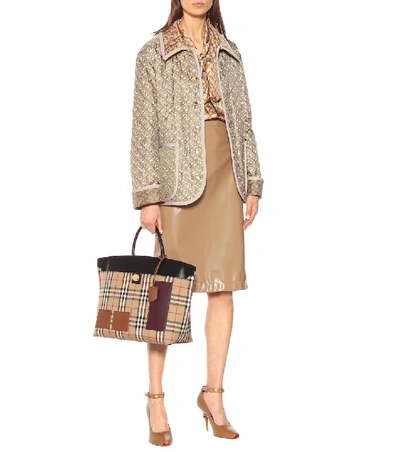Shop Burberry Printed Quilted Silk Jacket In Beige