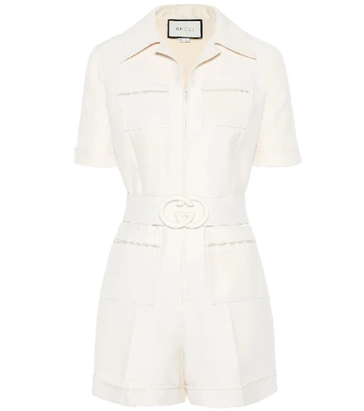 Shop Gucci Wool And Silk Playsuit In White