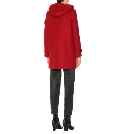 Shop Saint Laurent Wool Duffle Coat In Red