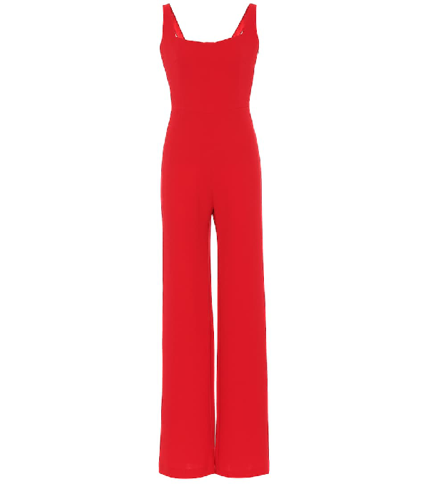 red crepe jumpsuit