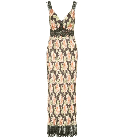 Shop Paco Rabanne Floral And Lace Maxi Dress In Black
