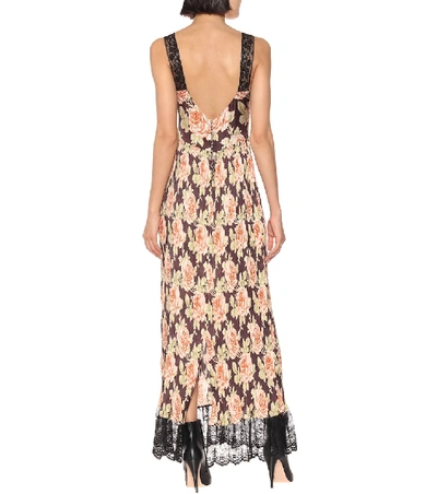 Shop Paco Rabanne Floral And Lace Maxi Dress In Black