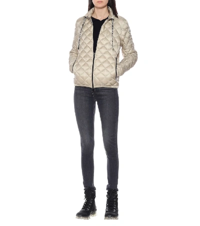 Shop Moncler Quilted Down Jacket In Beige