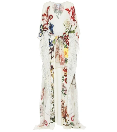 Shop Oscar De La Renta Floral Silk Gown In White