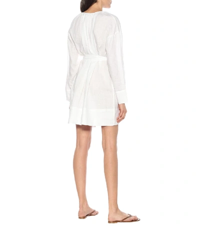 Shop Asceno Santorini Linen Minidress In White