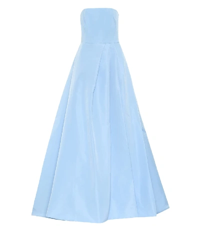 Shop Monique Lhuillier Silk Gown In Blue