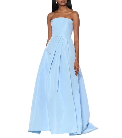 Shop Monique Lhuillier Silk Gown In Blue