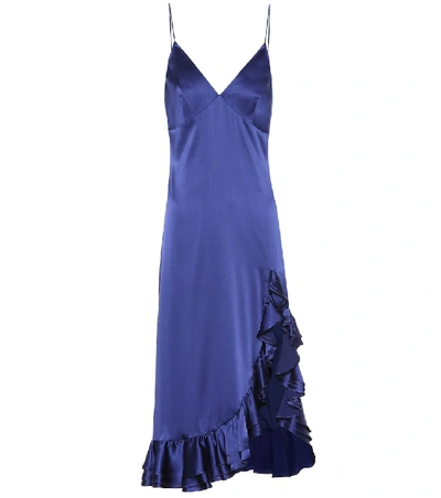 Shop Caroline Constas Elvira Silk Slip Dress In Blue