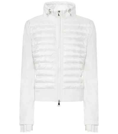 Shop Moncler Cotton-jersey Down Cardigan In White