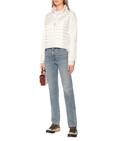 Shop Moncler Cotton-jersey Down Cardigan In White