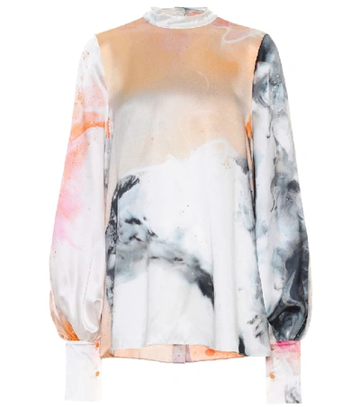 Shop Roksanda Cala Printed Silk-satin Blouse In Multicoloured