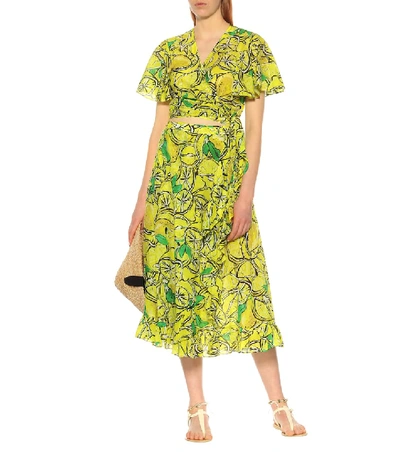 Shop Diane Von Furstenberg Clarissa Printed Wrap Midi Skirt In Yellow