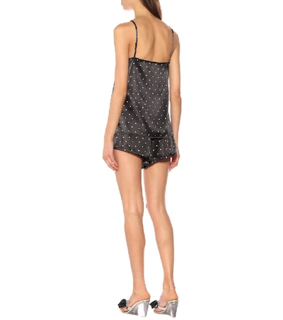 Shop Asceno Dotted Silk Camisole In Black