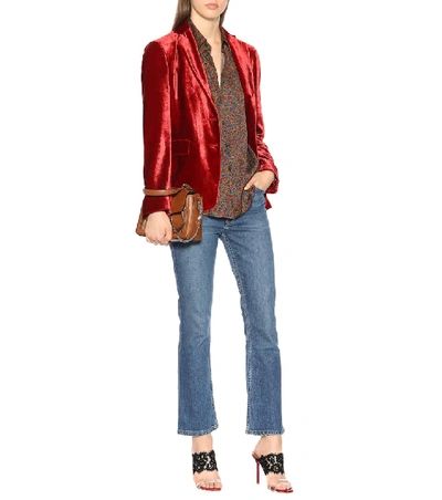 Shop Etro Velvet Blazer In Red