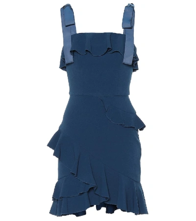 Shop Rebecca Vallance Aegean Crêpe Minidress In Blue