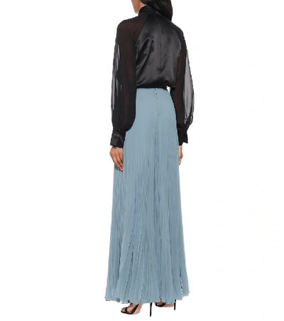 Shop Max Mara Pagode Pleated Palazzo Pants In Blue