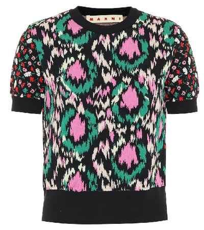 Shop Marni Embroidered Cotton-blend Sweater In Multicoloured
