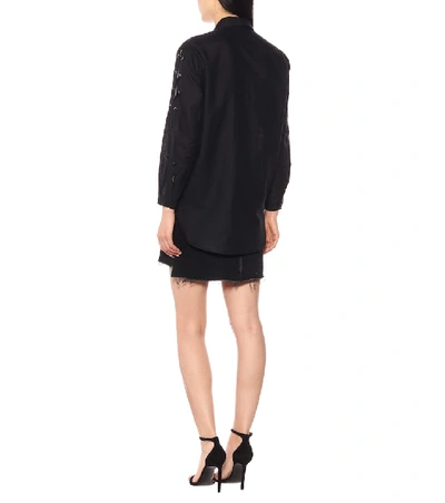 Shop Saint Laurent Cotton And Linen Shirt In Black