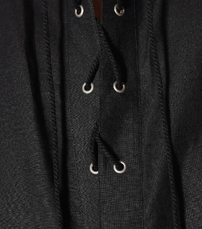 Shop Saint Laurent Cotton And Linen Shirt In Black