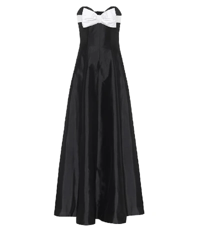 Shop Rasario Off-shoulder Silk Gown In Black