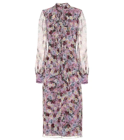 Shop Erdem Danielle Floral-printed Silk Dress In Pink