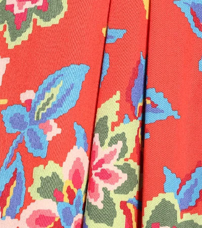 Shop Carolina Herrera Floral Stretch-cotton Minidress In Red