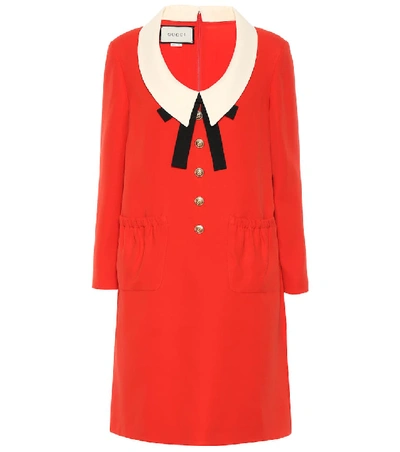 Shop Gucci Silk And Wool Cady Dress In Red