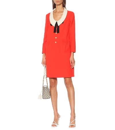 Shop Gucci Silk And Wool Cady Dress In Red