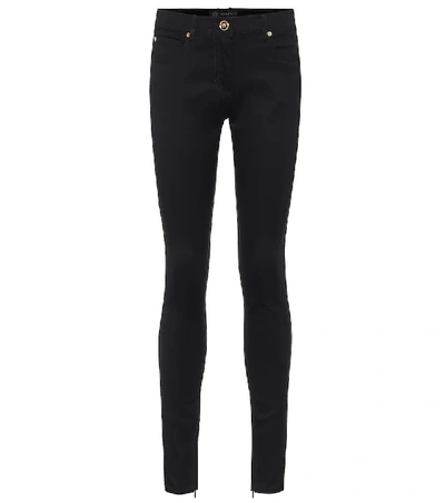 Shop Versace Stretch-cotton Skinny Jeans In Black