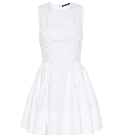 Shop Alexander Mcqueen Lace-up Cotton Dress In White
